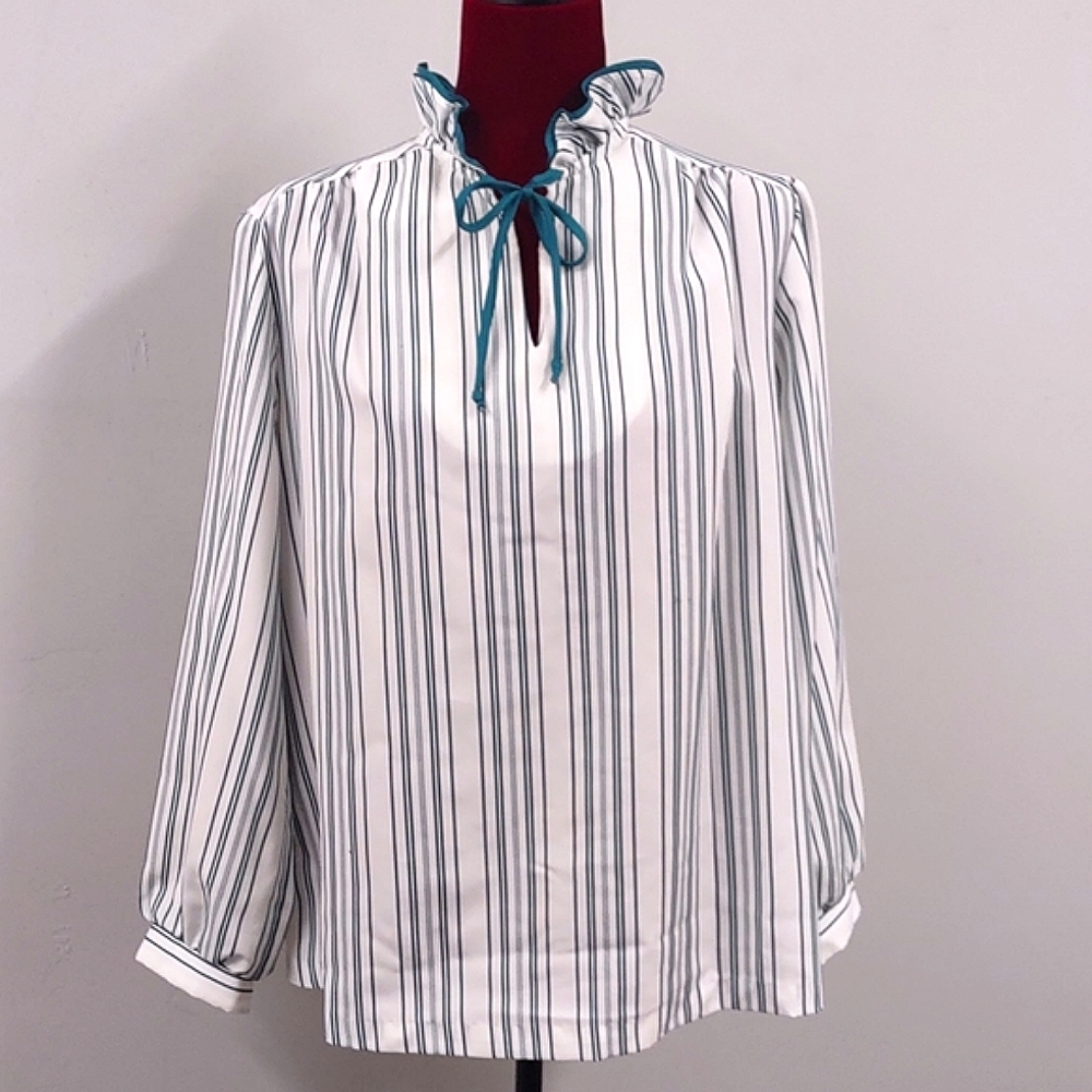 Teal Striped Blouse by alamode of california
